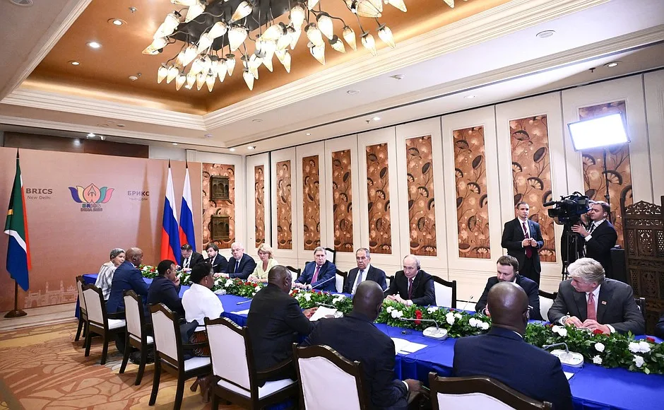 Putin a Ramaphosa, Nové Dillí, září 2026
