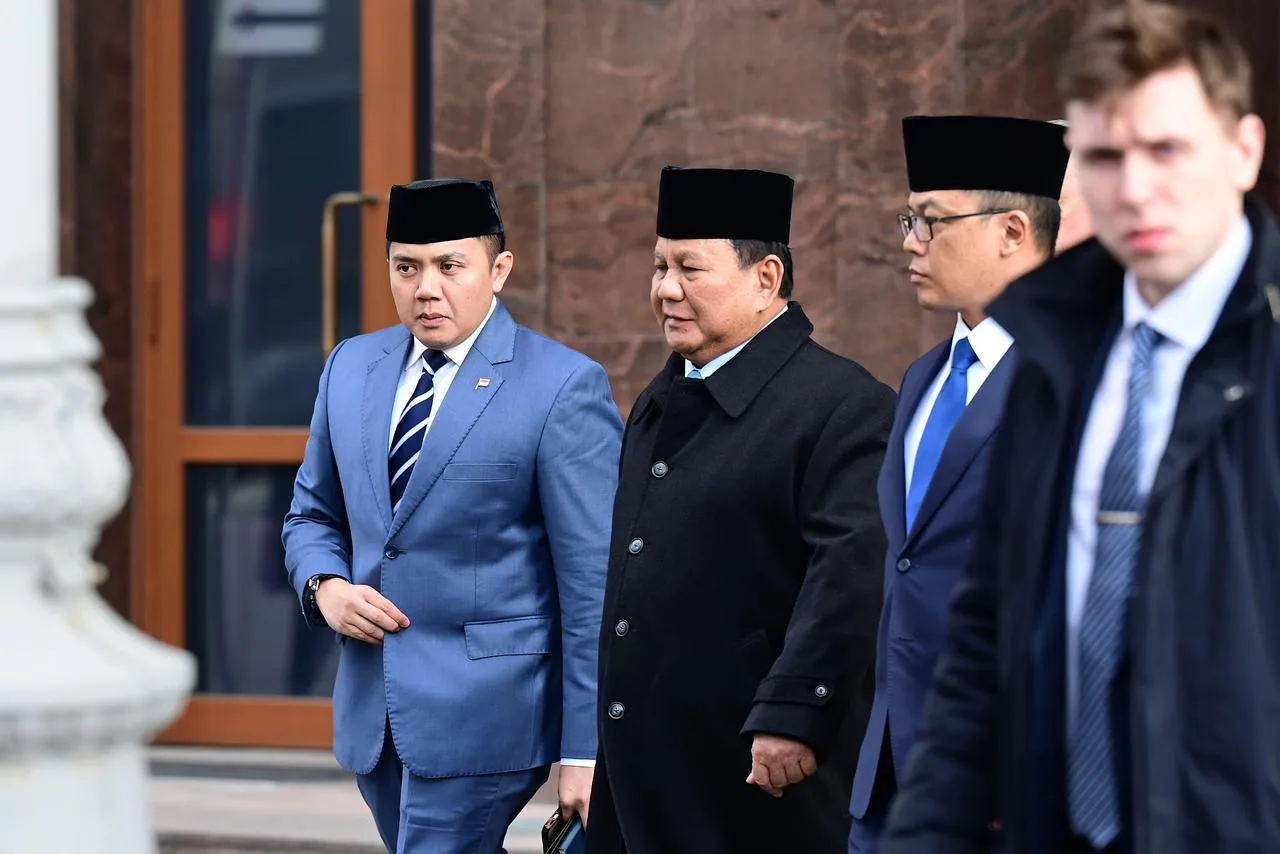 Prezident Indonésie Prabowo Subianto a prezident Vladimir Putin v Kremlu, 13. dubna 2026